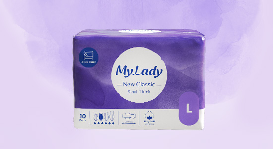 نوار بهداشتی نیوکلاسیک نیمه ضخیم بنفش بزرگ